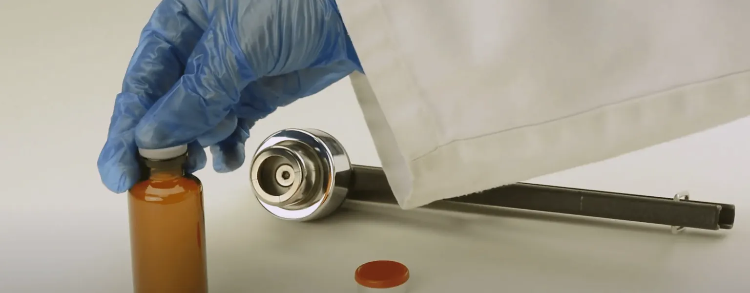 Adelphi Healthcare Packaging - how to crimp a vial with hand crimping tongs
