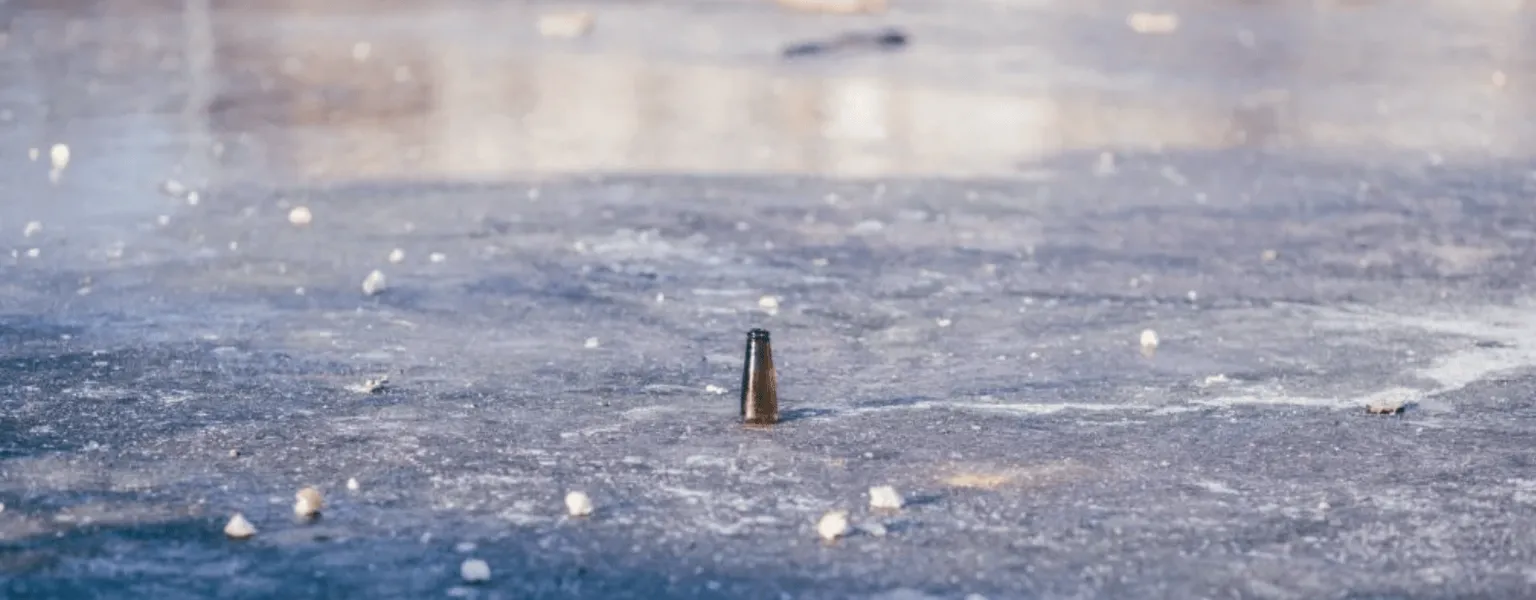 Beer bottle in a frozen pond Joanna Malinowska freestocks