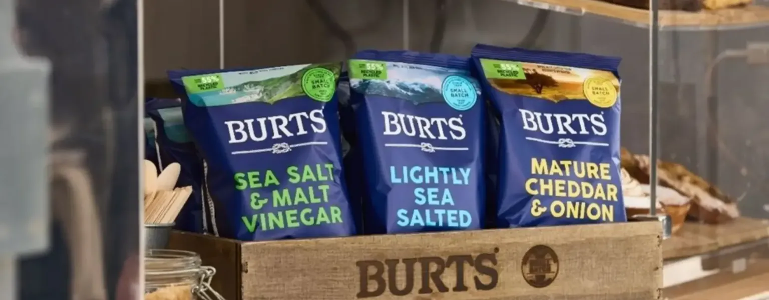 Burts introduces crisp packs made with 55% PCR materials