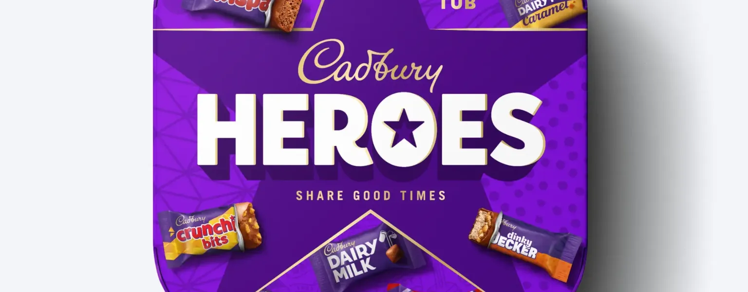 Cadbury paper based Heroes tubs