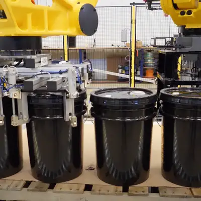 Haver & Boecker USA robotic palletizer for Pails