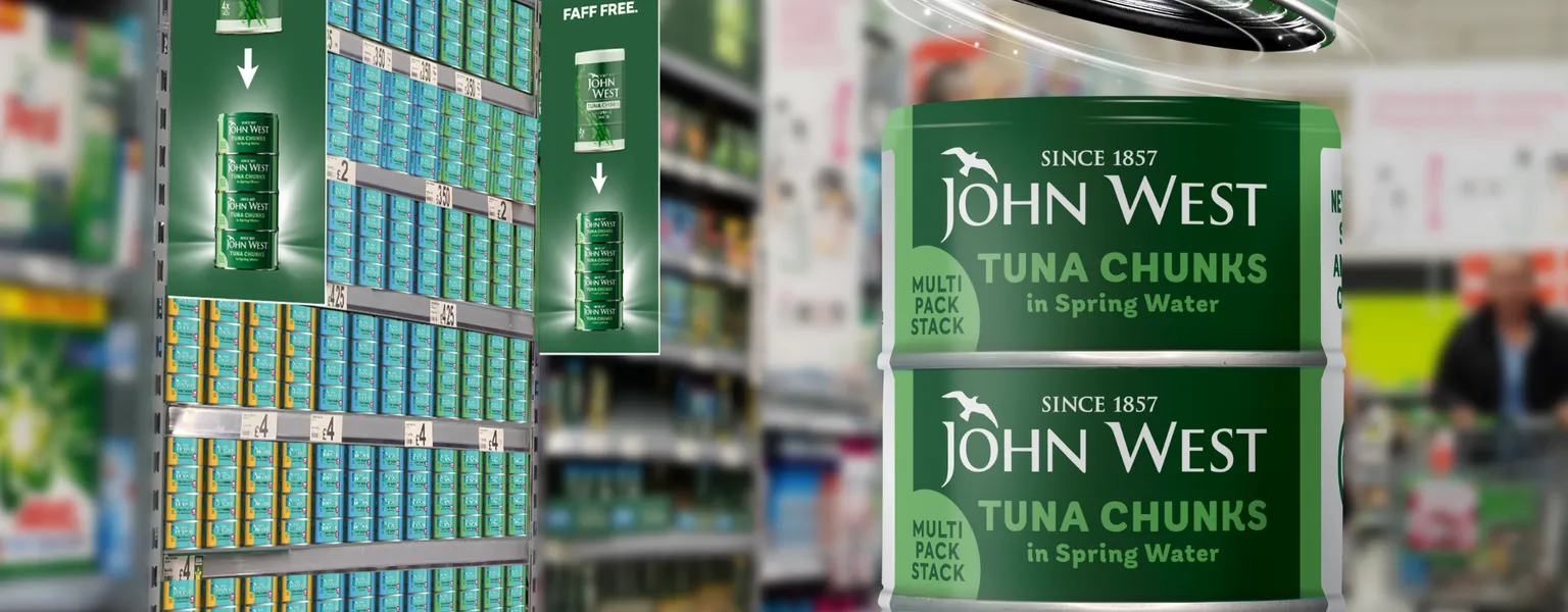 John West's new can tower offers fully recyclable tuna packaging