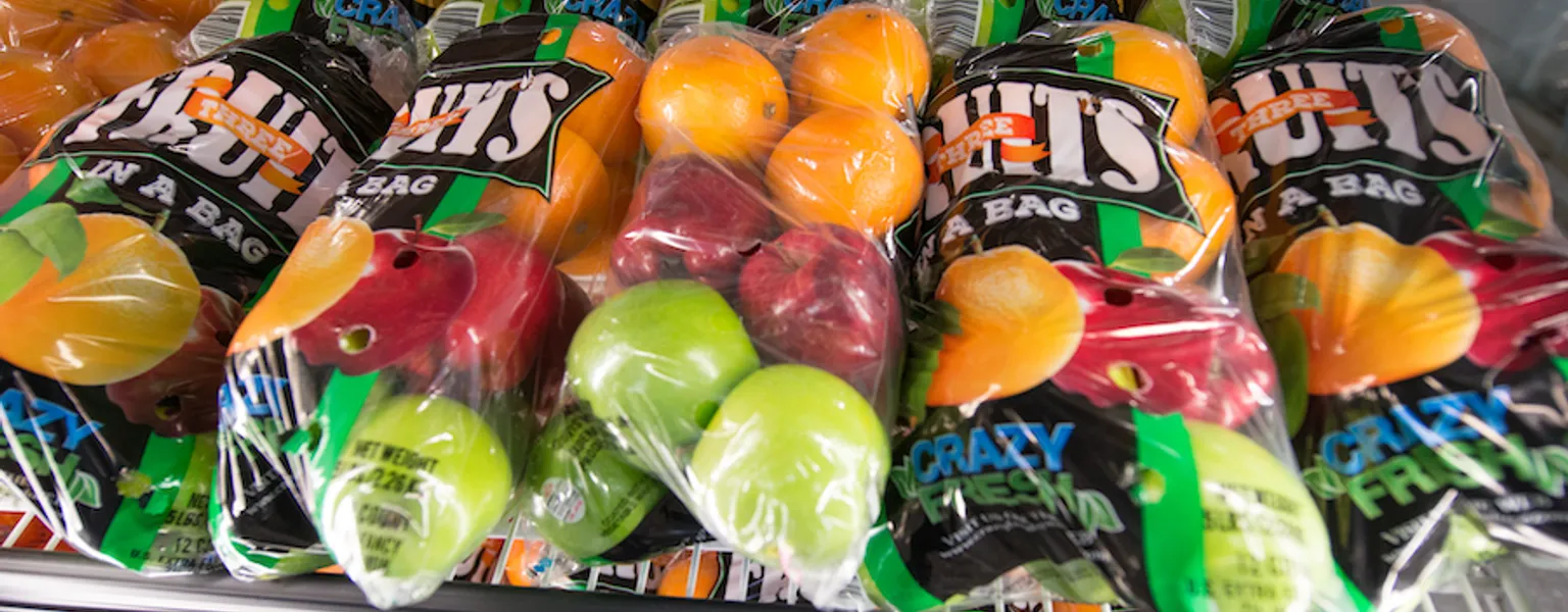 Mixed fruit in flexible packaging Public Domain USDA