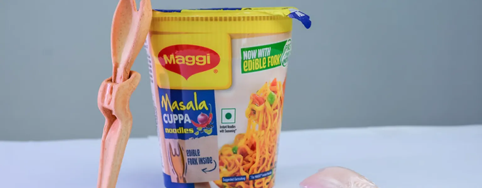 Nestle launches edible fork for Maggi cup noodles