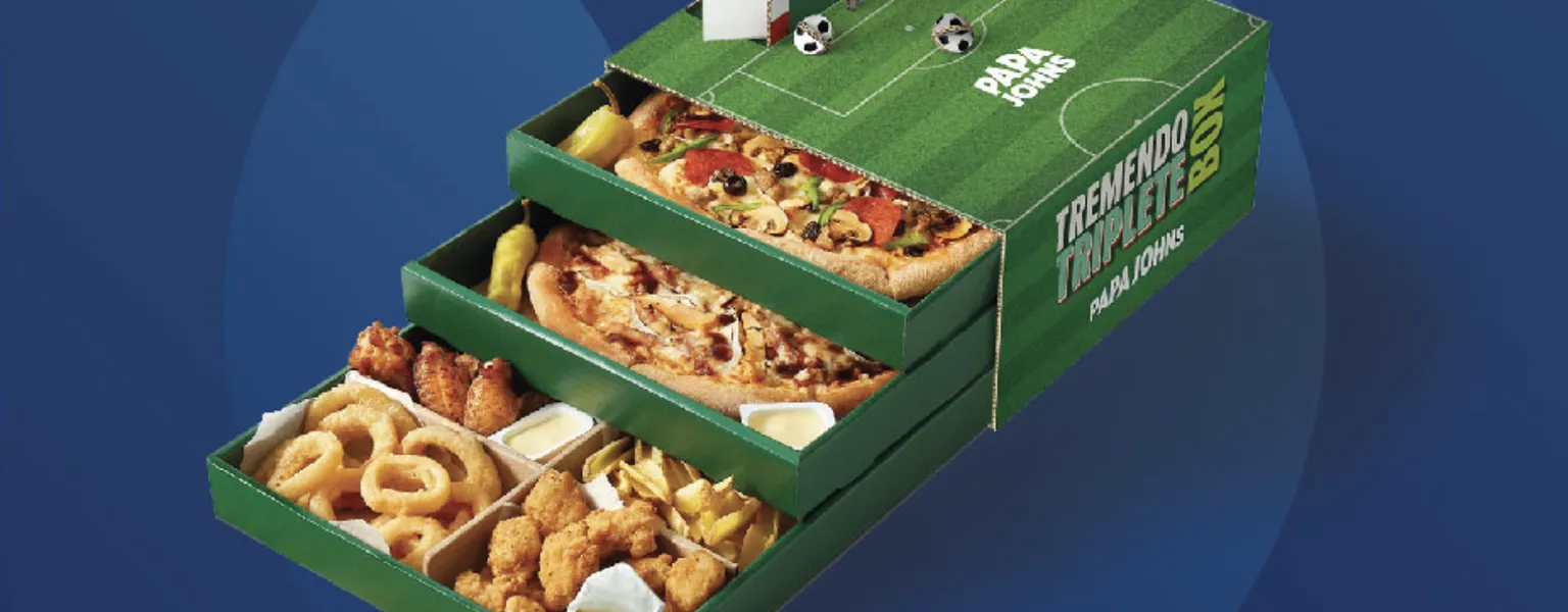 Papa Johns trials multi compartment pizza box with interactive design