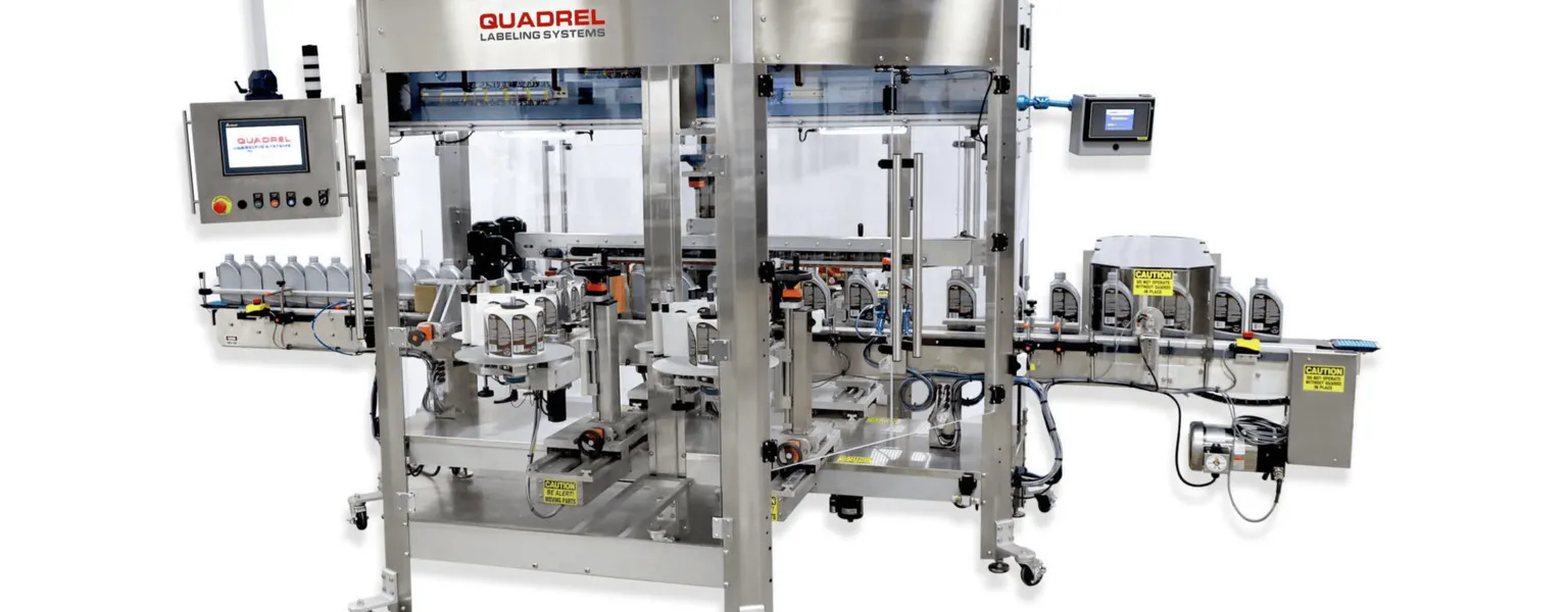 Quadrel Labeling Systems oil bottle labeling system