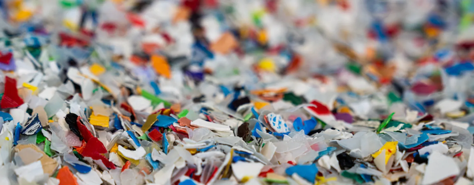 Shredded recycled plastic pieces credit Tony Webster