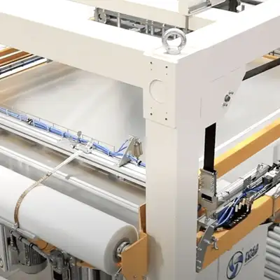 TOSA 123E automatic pallet stretch wrapping machine with integrated top sheet