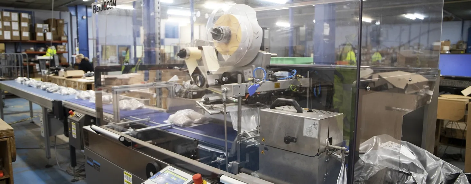 The Hugo Beck flexo e-com machine in Totes’ warehouse and office facility in Billericay, Essex