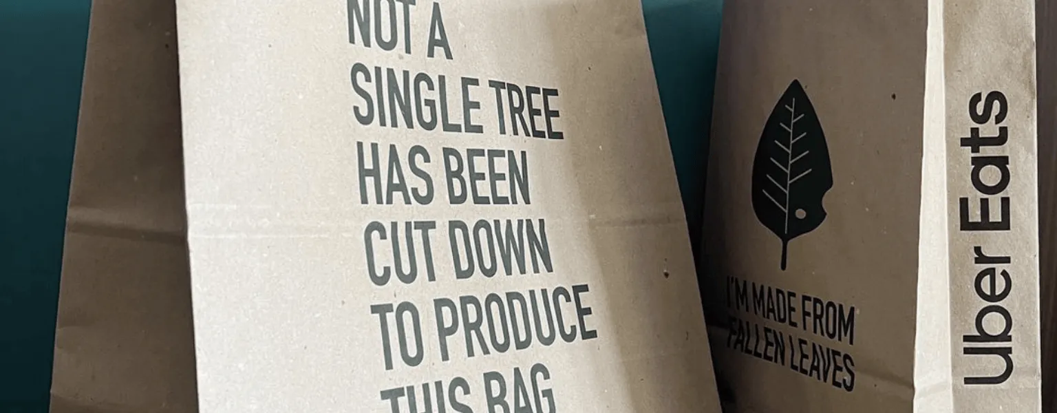 Uber Eats introduces paper bags made from fallen leaves