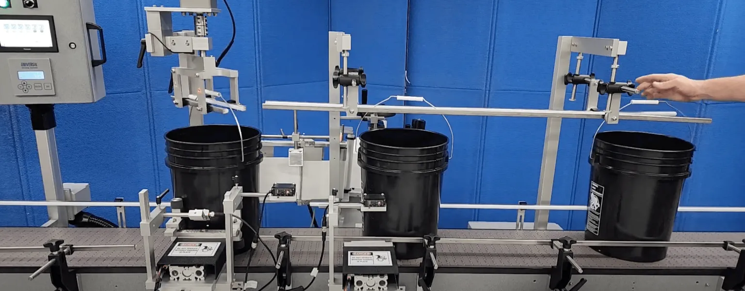 Universal Labeling Systems automatic 5 gallon bucket labeling