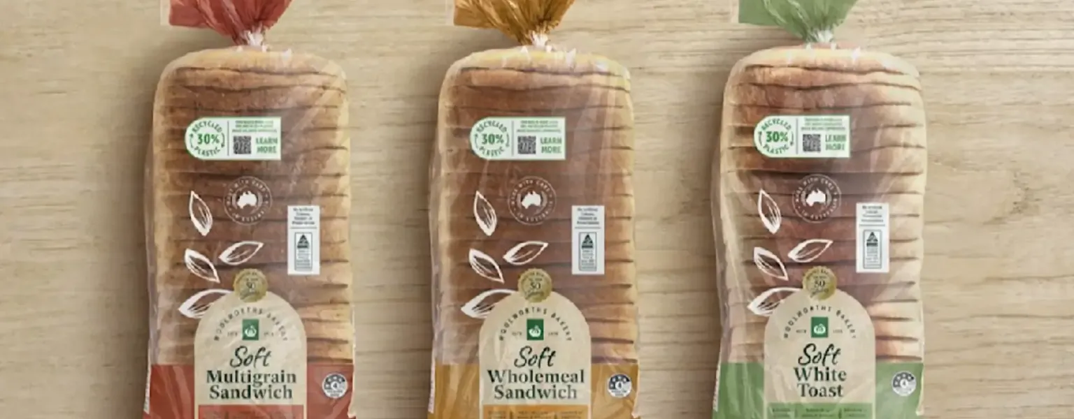 Woolworths introduces bread bags containing 30% recycled plastic